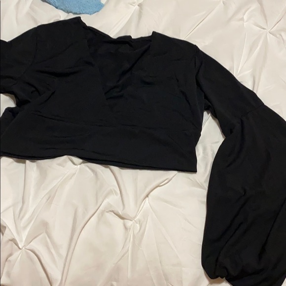 Dolls Kill Tops - Wide sleeve v neck crop blouse
